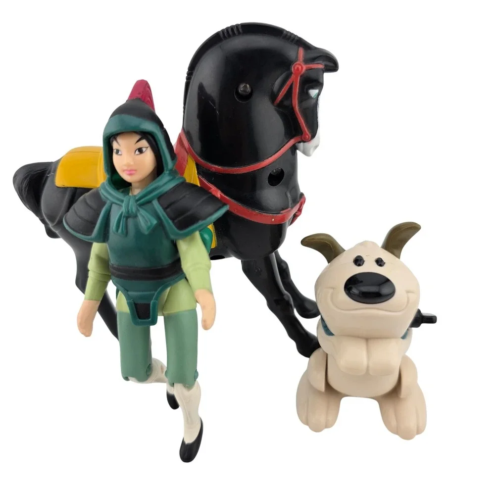 Disney Mulan Khan Horse Little Brother Dog Figures Set GOOD Nostalgia 90s